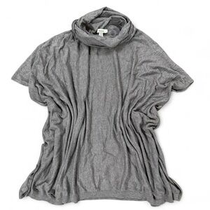 Neiman Marcus grey cashmere blend cowl neck poncho top Size L
